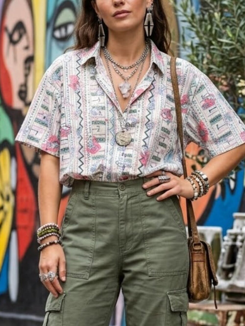 Victoria Jones Vintage 80s Abstract Fish Print Button Up Shirt NWT Plus 2X